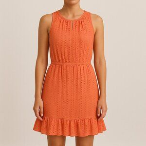 Peter Som for Design Nation Coral Eyelet Lace Sleeveless Dress Sundress size 8